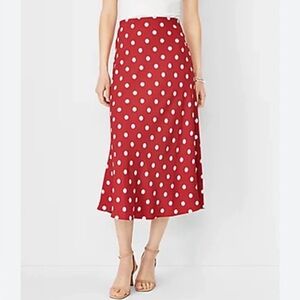 Ann Taylor Elegant polka dot skirt brick red color NWT